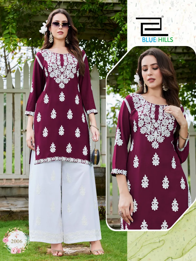 Messi Vol 3 By Blue Hills Rayon Thread Work Kurti With Bottom